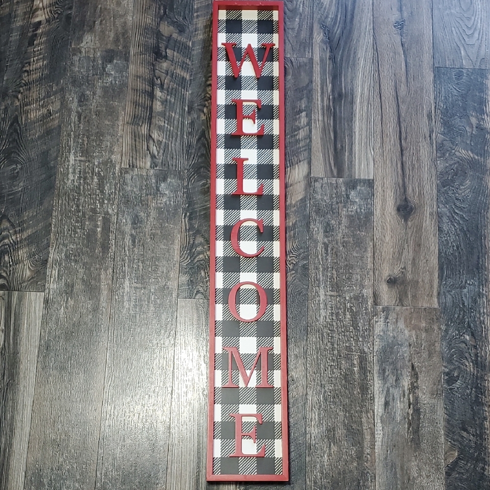 Buffalo Plaid Welcome Sign For Front Door 47"